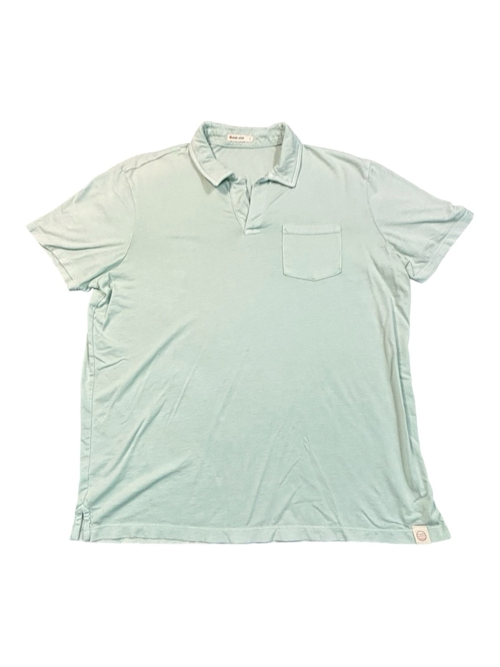 Marine Layer Mens Polo Shirt Large L Mint Green Short Sleeve Pocket Casual Soft